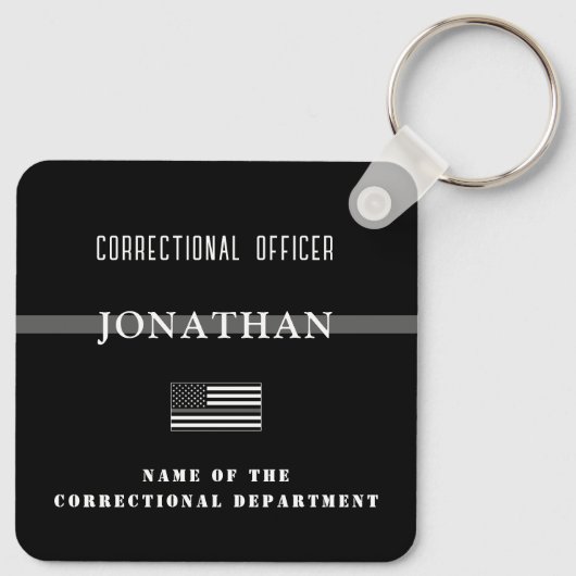 Persoonlijke Thin Silver Line Correction Officer Sleutelhanger (Achterkant)