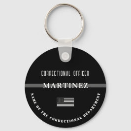Persoonlijke Thin Silver Line Correction Officer Sleutelhanger
