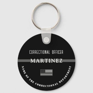 Persoonlijke Thin Silver Line Correction Officer Sleutelhanger