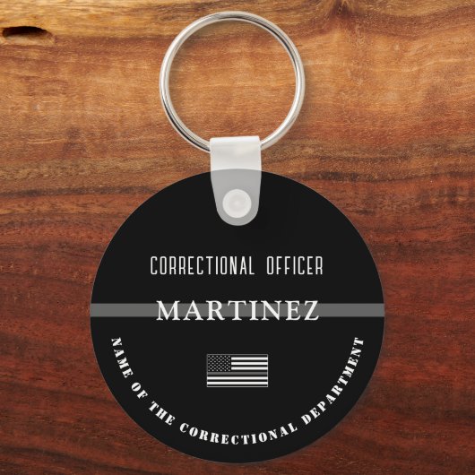 Persoonlijke Thin Silver Line Correction Officer Sleutelhanger (Achterkant)