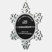 Persoonlijke Thin Silver Line Correction Officer Tin Sneeuwvlok Ornament (Rechts)