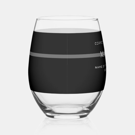 Persoonlijke Thin Silver Line Correction Officer Wijnglas Zonder Voet (Rechts)