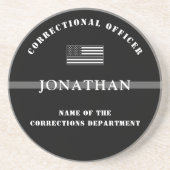 Persoonlijke Thin Silver Line Correction Officer Zandsteen Onderzetter (Voorkant)