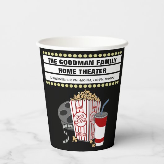 Persoonlijke thuisbioscoopbioscoop Gepersonaliseer Papieren Bekers (Achterkant)