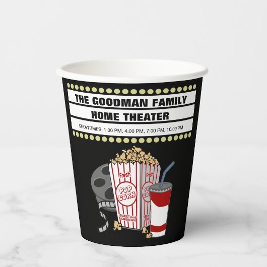 Persoonlijke thuisbioscoopbioscoop Gepersonaliseer Papieren Bekers (Voorkant)