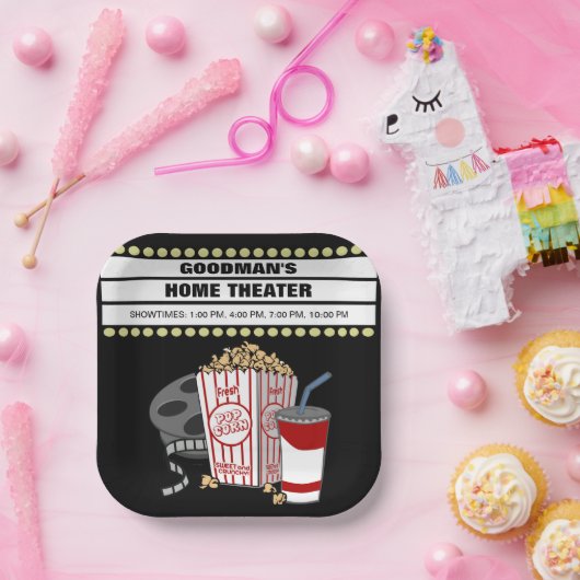 Persoonlijke thuisbioscoopbioscoop Gepersonaliseer Papieren Bordje (Feest)