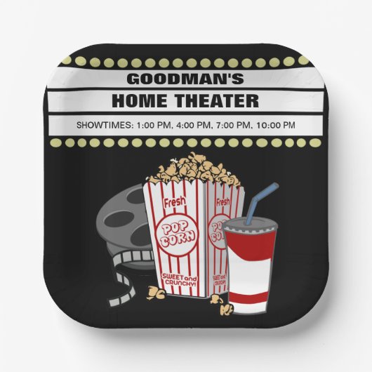 Persoonlijke thuisbioscoopbioscoop Gepersonaliseer Papieren Bordje (Voorkant)