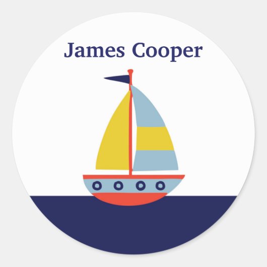 Persoonlijke tickers in de zeilboot ronde sticker (Voorkant)