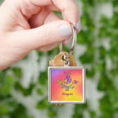 Persoonlijke Tie Dye Peace-Sleutelhanger Sleutelhanger (Hand)