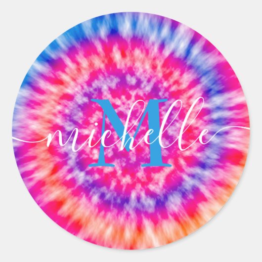 Persoonlijke tie Dye Ronde Sticker (Voorkant)