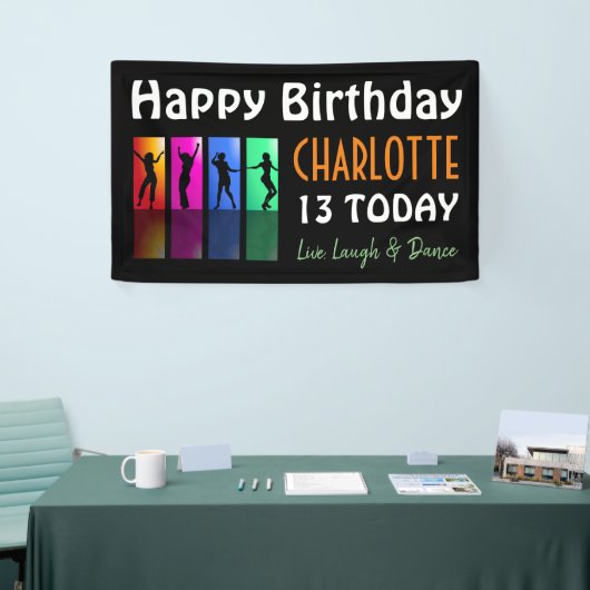 Persoonlijke tiener Disco Birthday Party Spandoek (Beurs)