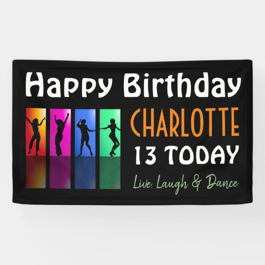 Persoonlijke tiener Disco Birthday Party Spandoek (Horizontaal)