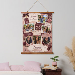 Persoonlijke Tiener Meisje 6 Foto Collage Verjaard Hangend Wandkleed