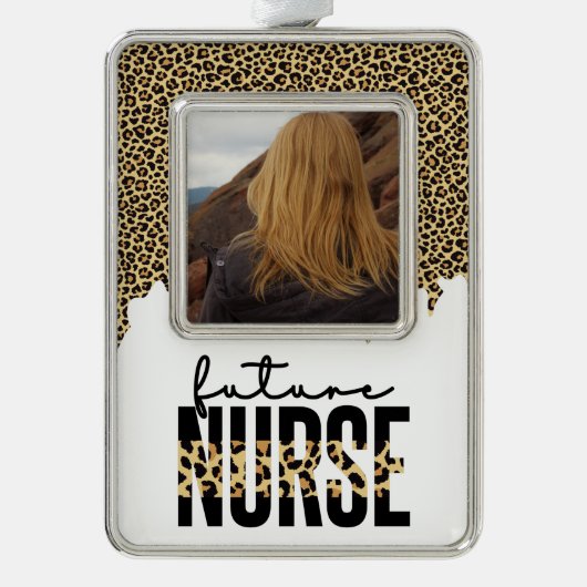 Persoonlijke toekomstige verpleegkundige verpleegf verzilverd omlijst ornament (Voorkant)