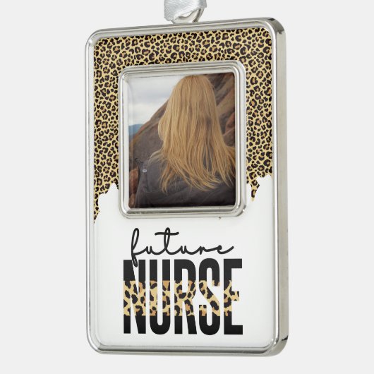 Persoonlijke toekomstige verpleegkundige verpleegf verzilverd omlijst ornament (Links)