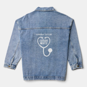 Persoonlijke toekomstige verpleegster stethoscoop denim jacket