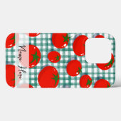 Persoonlijke Tomaat op Groene Gingham Hoortelefoon Case-Mate iPhone Case (Achterkant (horizontaal))