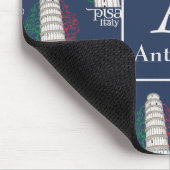 Persoonlijke Toren van Pisa met monogram en naam Muismat (Hoek)
