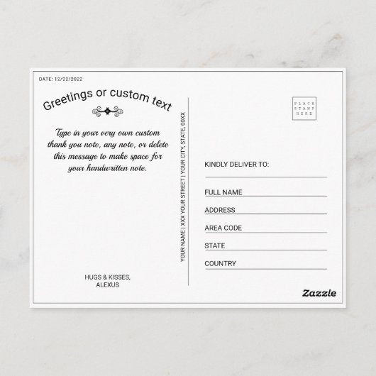 Persoonlijke Torres del Paine, Chili Briefkaart (Achterkant)