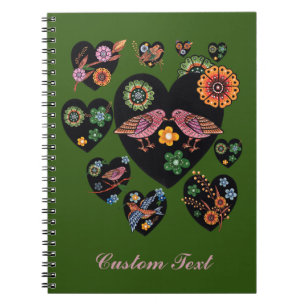 Persoonlijke Tortelduifjes Scandinavische Folk Art Notitieboek