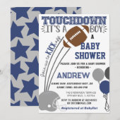 Persoonlijke Touchdown Navy Blue football Baby sho Kaart (Voorkant / Achterkant)