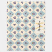 Persoonlijke toverschool blauwe monogram naam fleece deken (Voorkant)