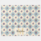 Persoonlijke toverschool blauwe monogram naam fleece deken (Voorkant (Horizontaal))