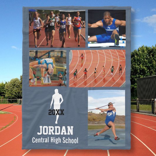 Persoonlijke track en veld fotocollage naam fleece deken