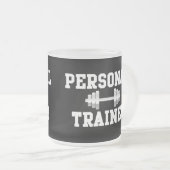 Persoonlijke trainer Black en White Dumbell Traini Matglas Koffiemok (Voorkant rechts)