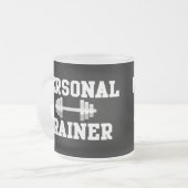 Persoonlijke trainer Black en White Dumbell Traini Matglas Koffiemok (Voorkant links)