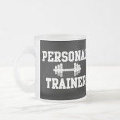 Persoonlijke trainer Black en White Dumbell Traini Matglas Koffiemok (Links)