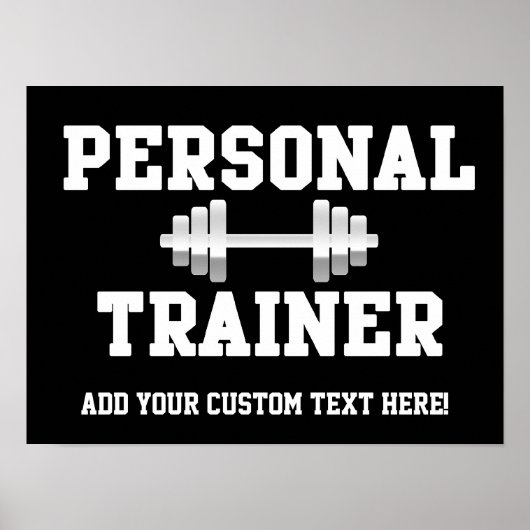 Persoonlijke trainer Black en White Dumbell Traini Poster (Voorkant)
