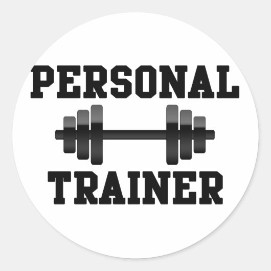 Persoonlijke trainer Black en White Dumbell Traini Ronde Sticker (Voorkant)