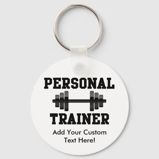 Persoonlijke trainer Black en White Dumbell Traini Sleutelhanger (Voorkant)