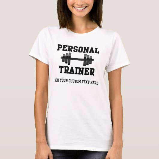 Persoonlijke trainer Black en White Dumbell Traini T-shirt (Voorkant)
