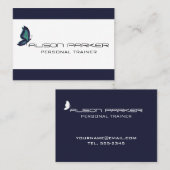 Persoonlijke trainer blauw modern vlinder geometri visitekaartje (Voorkant / Achterkant)