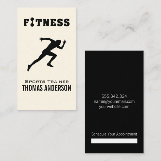 Persoonlijke trainer/fitness-Logo Afsprakenkaartje (Voorkant / Achterkant)
