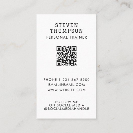 Persoonlijke trainer fitness QR Code Social Media Visitekaartje (Achterkant)
