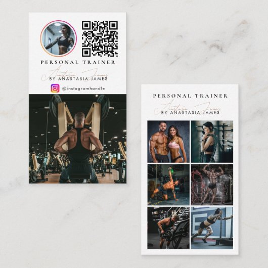 Persoonlijke Trainer Foto Feed Social Media QR Cod Visitekaartje (Voorkant / Achterkant)