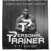 Persoonlijke trainer gepersonaliseerd douchegordijn (Voorkant)