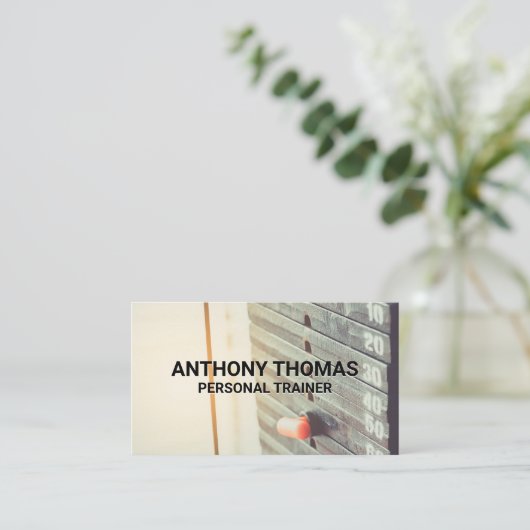 Persoonlijke Trainer | Gewichtsschijven Gym Machin Visitekaartje (Staand voorkant)