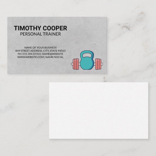 Persoonlijke trainer | Kettle Bell Barbell Weeg Visitekaartje (Voorkant / Achterkant)