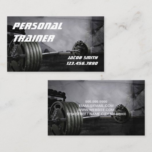 Persoonlijke trainer oefent fitness uit visitekaartje (Voorkant / Achterkant)