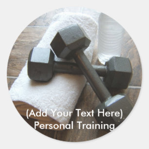 Persoonlijke trainer of fitnessgordels voor handdo ronde sticker