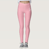 Persoonlijke trainer | Roze en wit gepersonaliseer Leggings (Voorkant)
