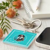Persoonlijke Trainer | Themagecode in turkoois QR Sleutelhanger (Voorkant Rechts)