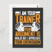 Persoonlijke trainer werkout Citaat Fungerend Wein Briefkaart (Voorkant / Achterkant)