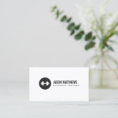 Persoonlijke trainer White Dumbbell Logo Fitness Visitekaartje (Staand voorkant)