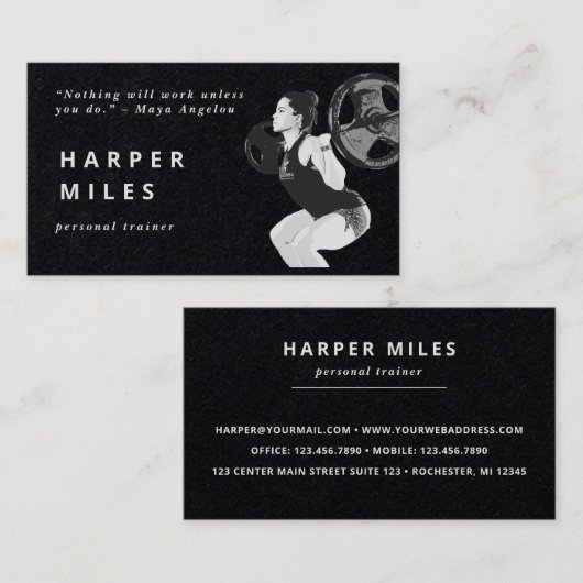 persoonlijke trainer zwart-wit visitekaartje (Voorkant / Achterkant)