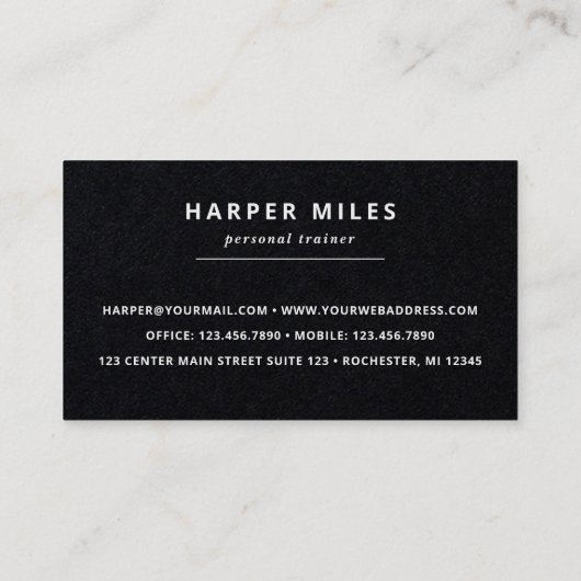 persoonlijke trainer zwart-wit visitekaartje (Achterkant)